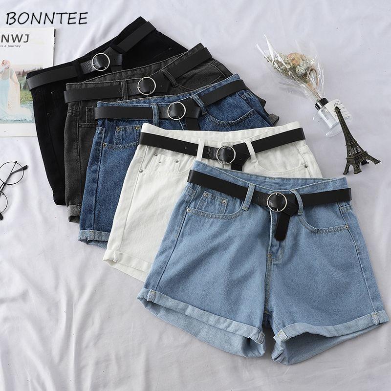 Quần short Nữ Sang Trọng Tất Cả trận đấu Hàn Quốc Thường Ngày Cơ Bản Đơn Giản Bông Tai Kẹp Thanh Thiếu Niên Denim Ngắn Quần Cơ Bản Rời ỐNg RộNg nữ Quần Áo