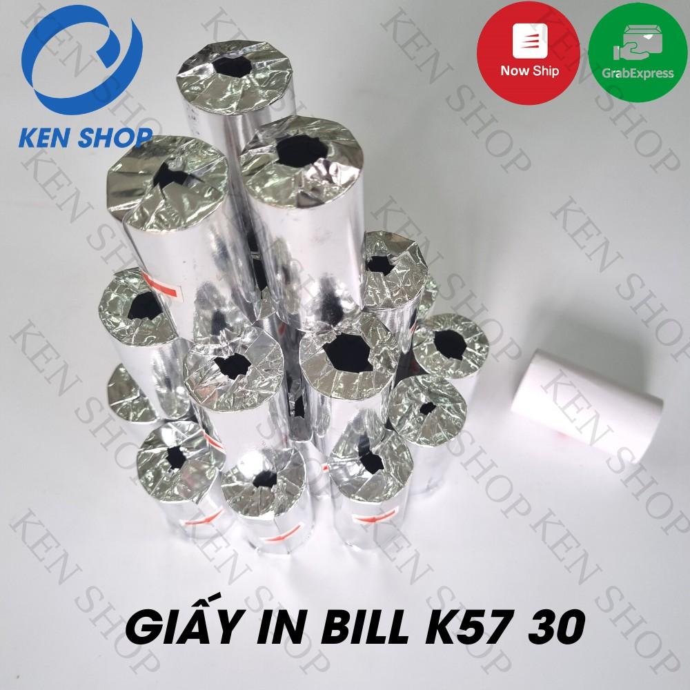 (combo 100 cuộn) Giấy In Bill K57-30mm, Giấy in Nhiệt cho máy in bill cầm tay, máy pos cầm tay, máy quẹt thẻ.