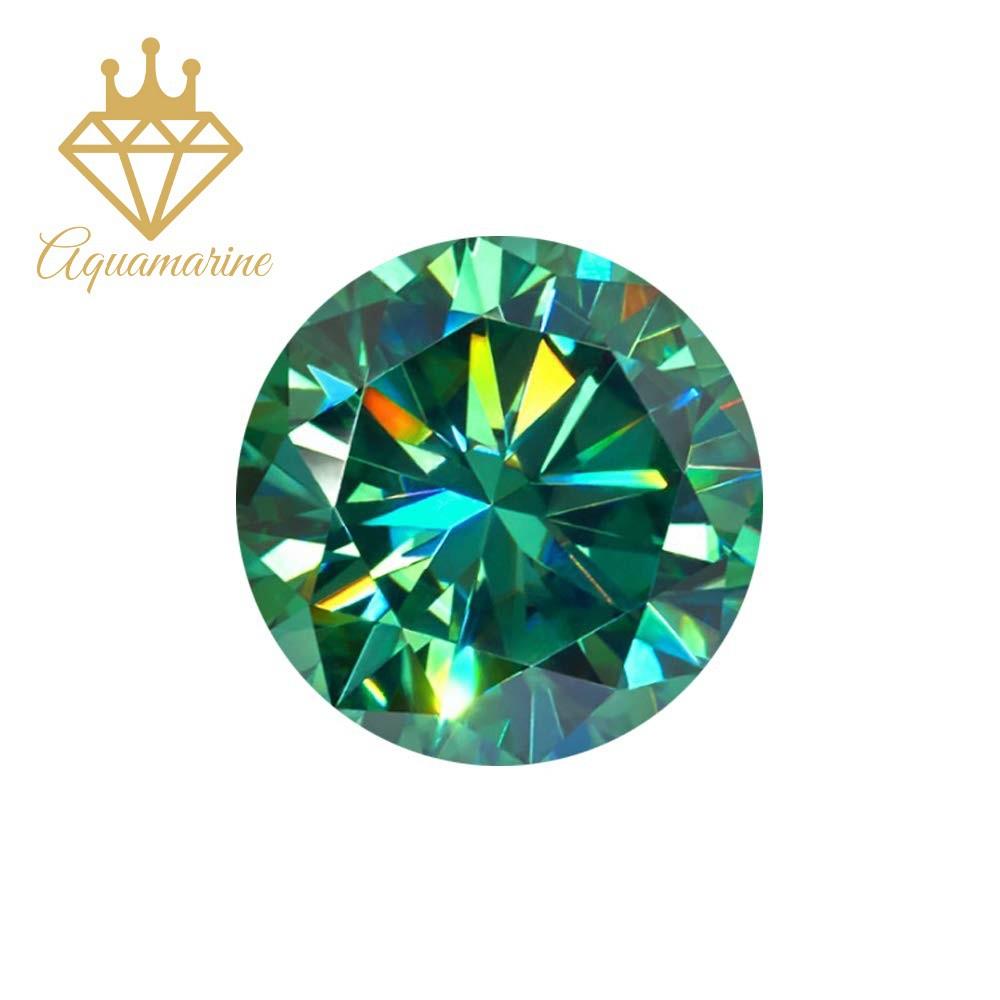 ( Size 4-7ly) Kim cương nhân tạo Moissanite Round Green 