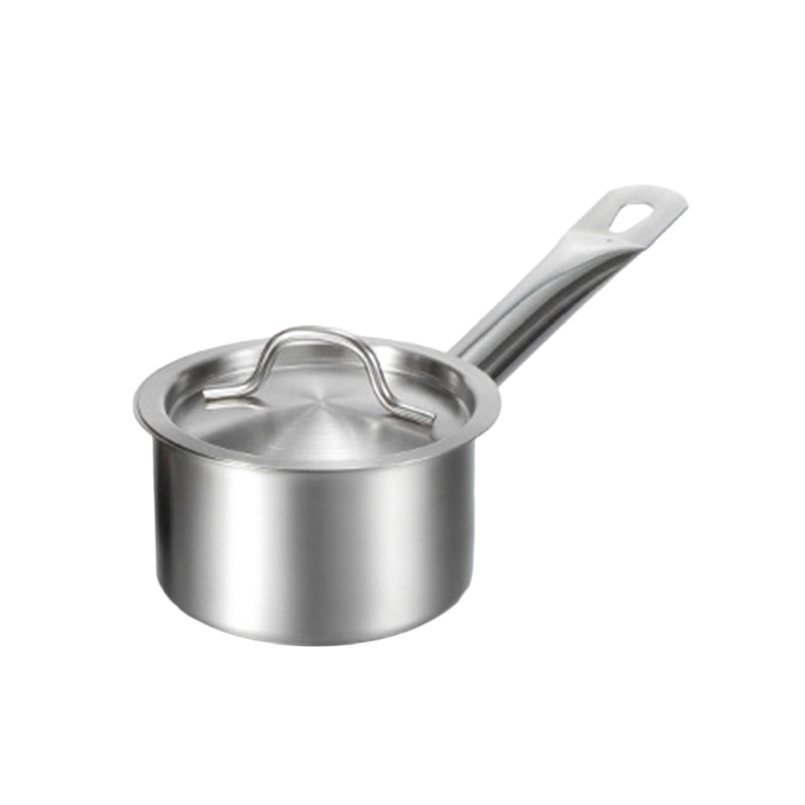 Milk Pot Stainless Steel Cooking Pot, Spaghetti Multipurpose Portable Cheese Noodles Induction Pot, Sauce Pan with Lid for Restaurants Kitchen