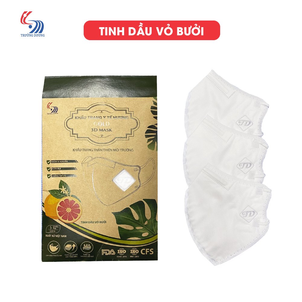 Khẩu trang y tế hương Vỏ Bưởi Gold 3D Mask - Túi 5 cái