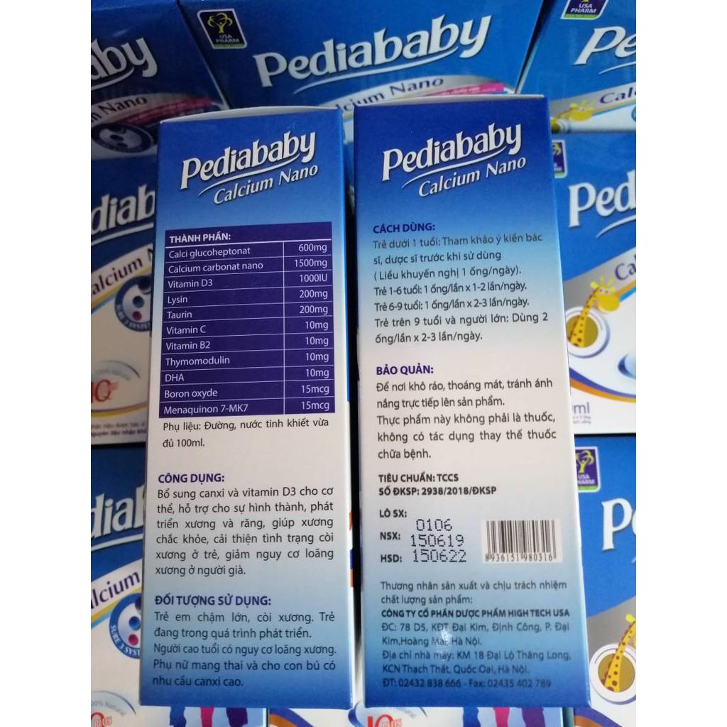 Pediababy calcium nano bổ sung canxi, phát triển chiều cao, chống còi xương suy dinh dưỡng