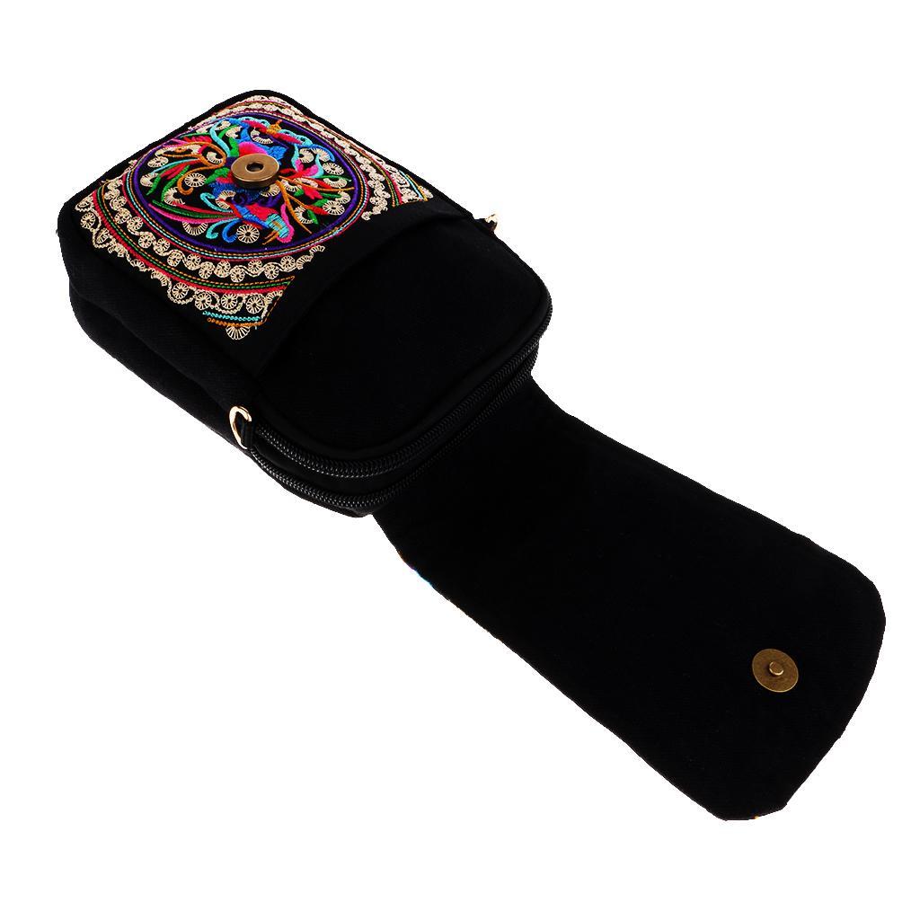 2 Pieces Embroidery Women Backpack Shoulder Bag Flower