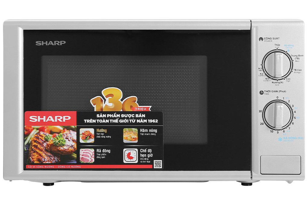 Lò vi sóng có nướng Sharp R-G228VN-SL 20 lít - Hàng Chính Hãng - Chỉ Giao Hà Nội