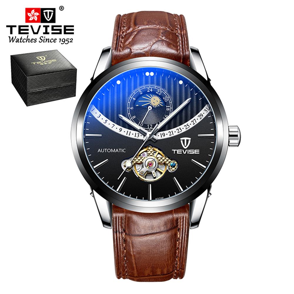 Đồng hồ cơ tự động TEVISE Men  Hiển thị thời gian & Con trỏ dạ quang  Dây đeo tay bằng thép không thấm nước