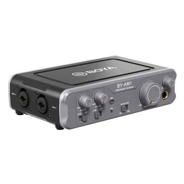 Boya BY-AM1 Dual-Channel, Soundcard thu âm 2 cổng mic - Hàng chính hãng