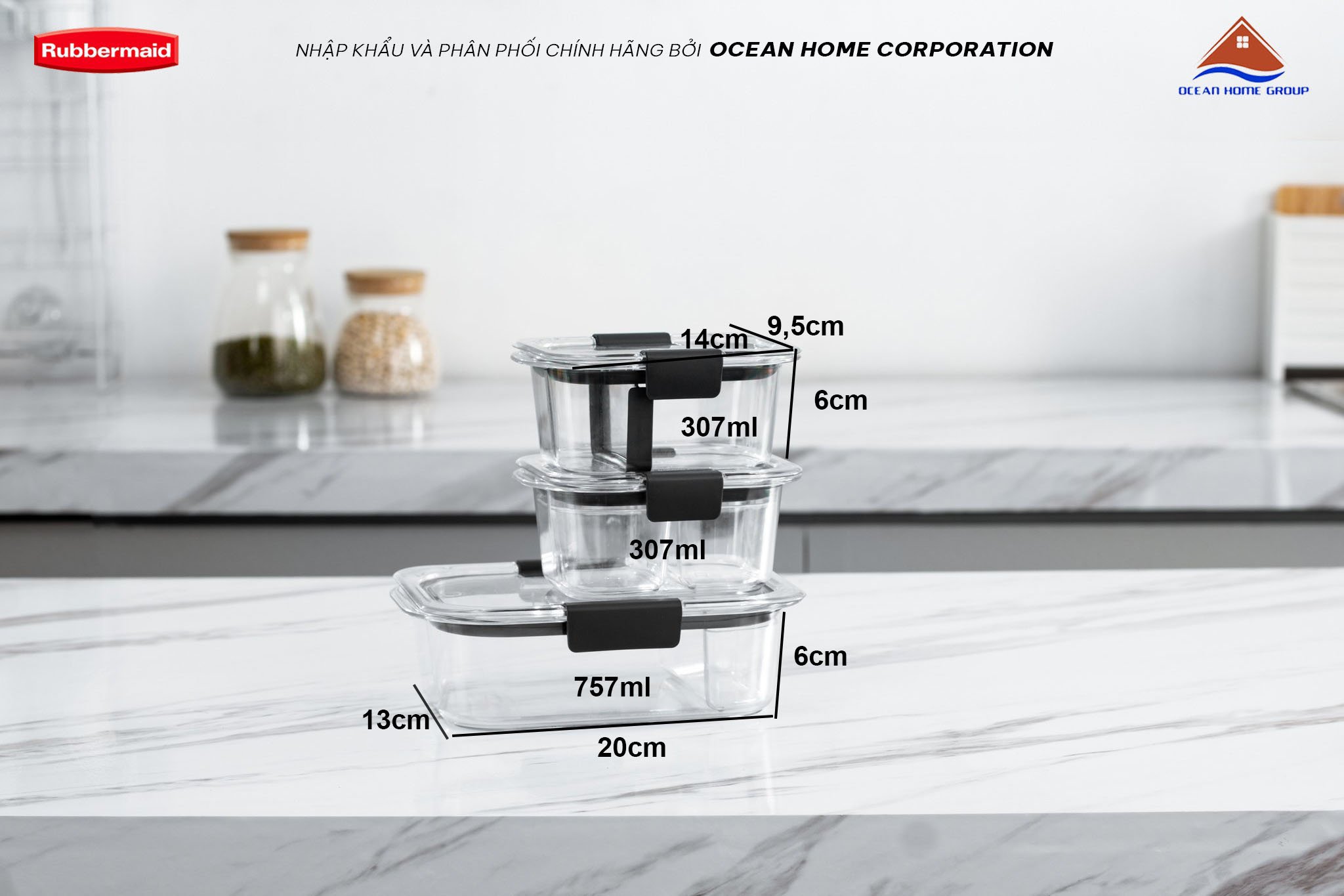 Bộ hộp đựng cơm nhựa Tritan nắp gài Rubbermaid USA