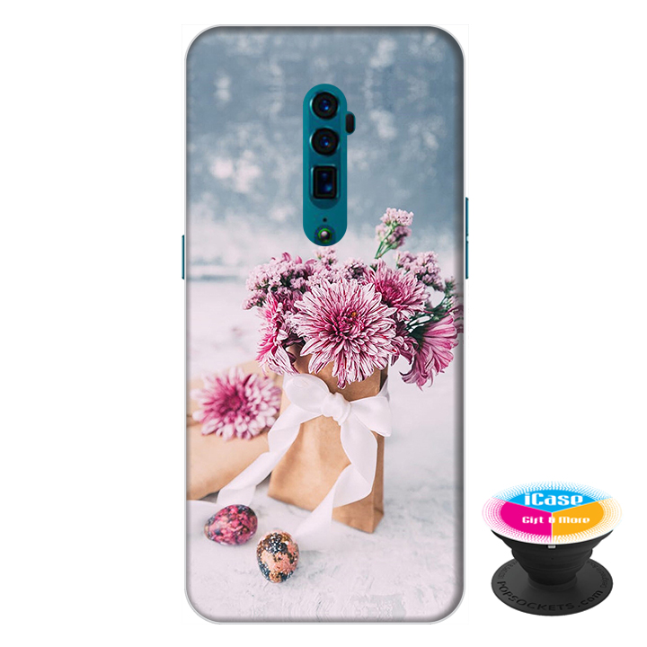 Ốp lưng điện thoại Oppo Reno 10X Zoom hình Hoa Tình Yêu tặng kèm giá đỡ điện thoại iCase xinh xắn - Hàng chính hãng