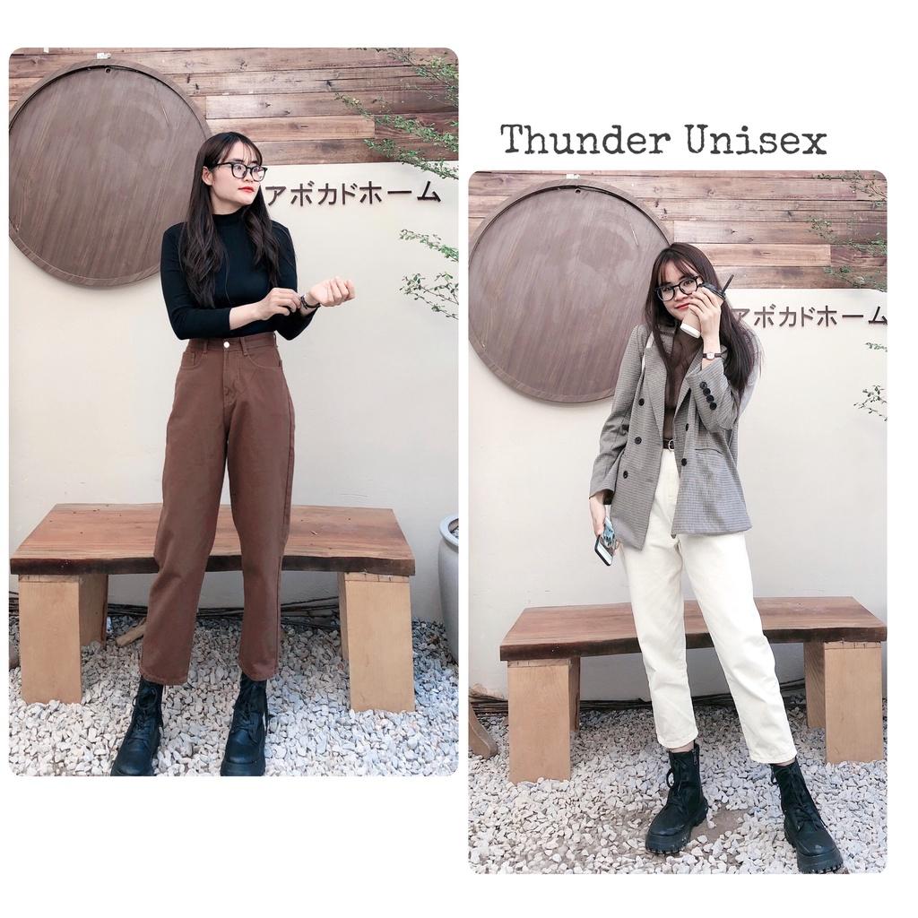 Quần Jean Nữ Dáng Baggy Ống Suông Basic ThunderUnisex Chất Vải Dày Dặn Mềm Mại Phong Cách Ulzzang Fullsize