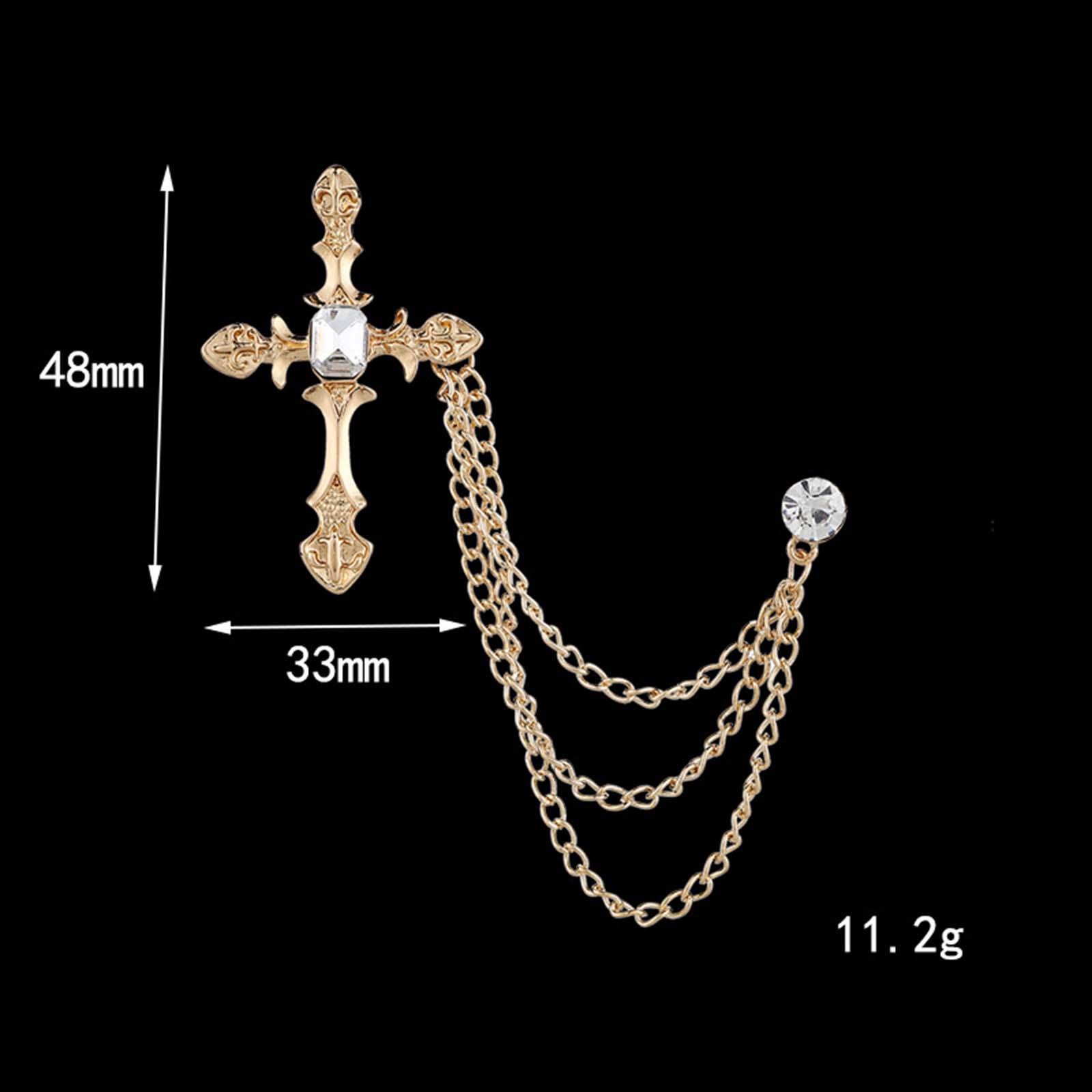 Brooch Lapel Pin Chain Tie Clips Collar Pin for Women Men Tuxedo Accessories