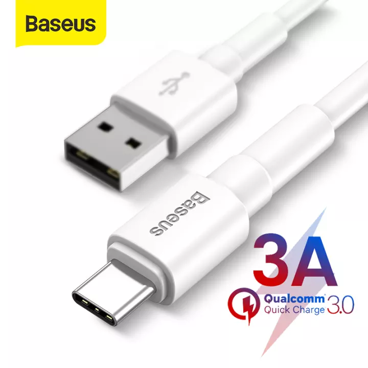 Dây cáp sạc nhanh 3A chuẩn QC 3.0 USB-A to Type-C hiệu Baseus Mini White cho điện thoại / máy tính bảng / iPad Type C trang bị chip sạc thông minh, tốc độ truyền tải dữ liệu tốc độ cao 480Mbps - hàng nhập khẩu