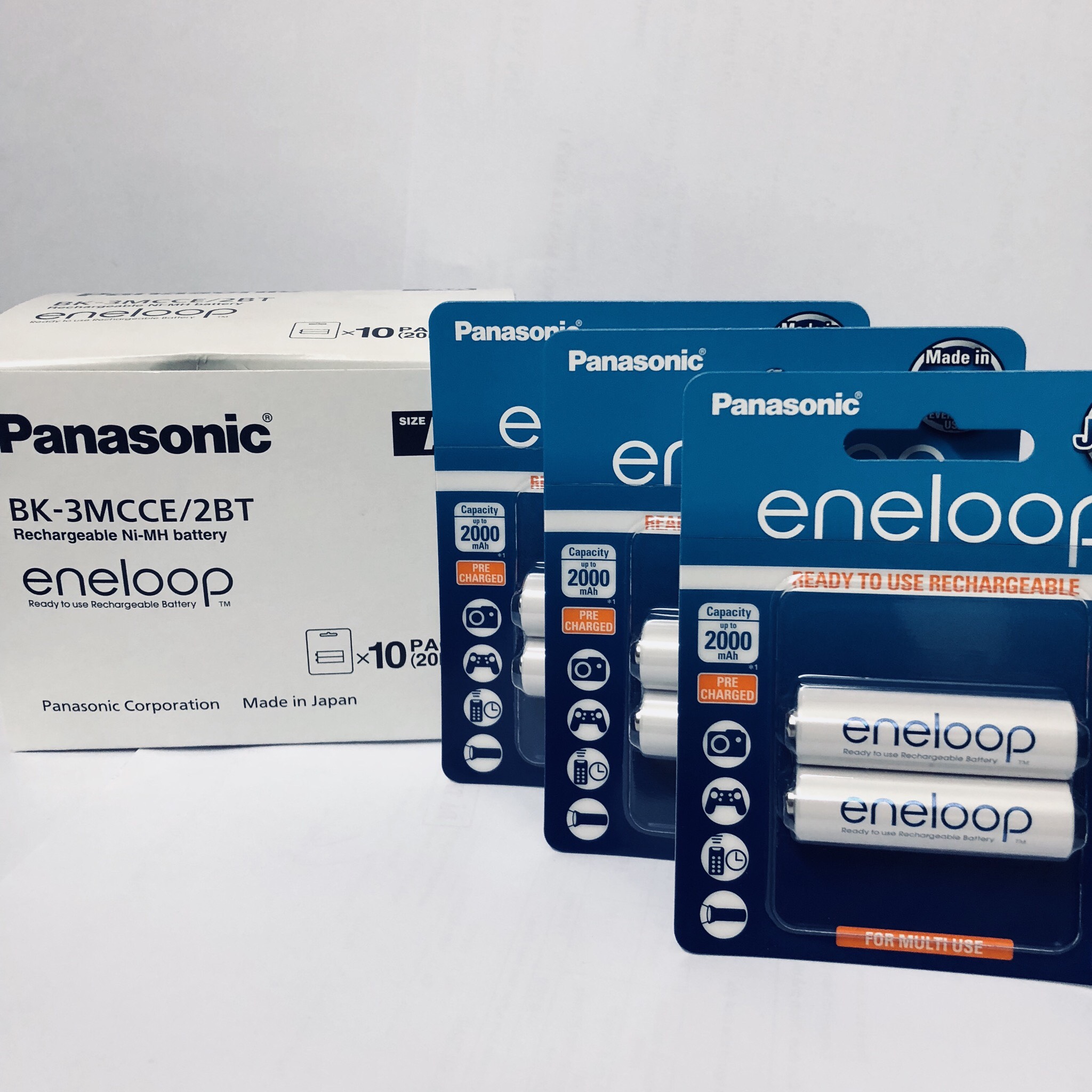 Bộ 3 vỉ pin sạc eneloop Panasonic AA 2000mAh BK-3MCCE/2B-V-Hàng chính hãng