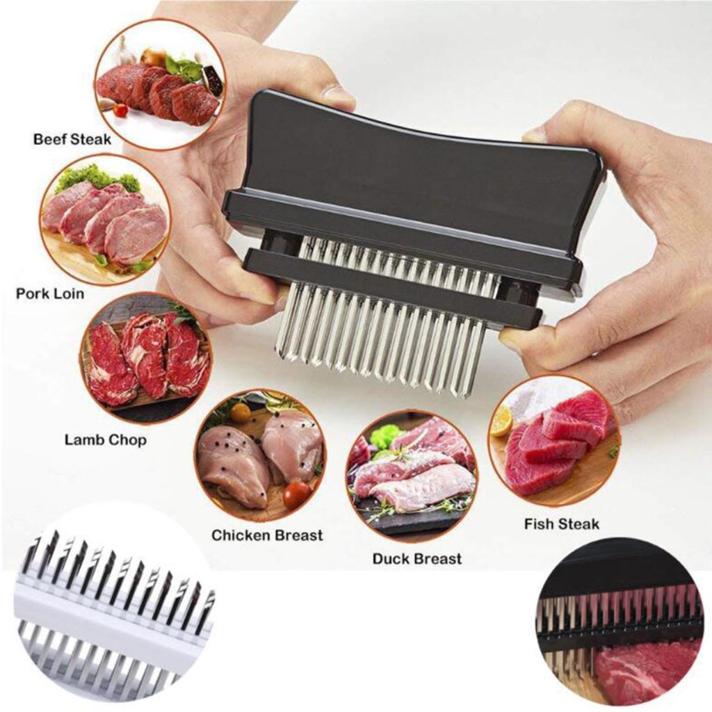 48 Needle Meat Tenderizer Stainless Steel Beef Steak Mallet Cooking Black