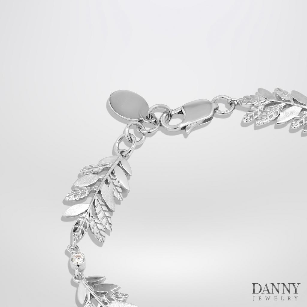 Lắc Tay Danny Jewelry Bạc 925 Xi Rhodium/Vàng hồng Lá Nguyệt Quế Đính Đá CZ LT006