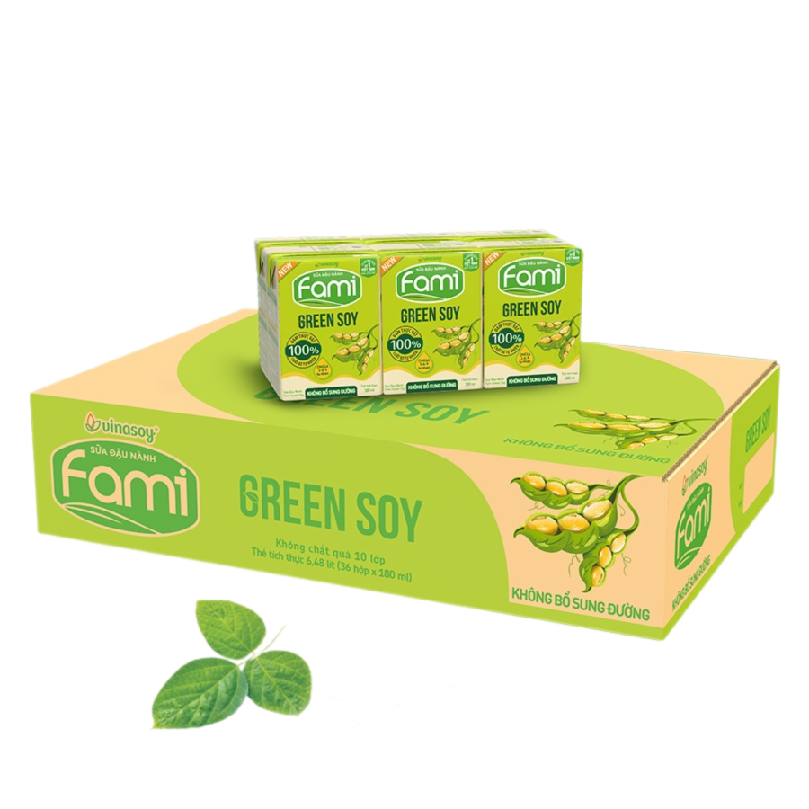 Thùng sữa đậu nành Fami Green soy không bổ sung đường (36 hộp x 180ml)