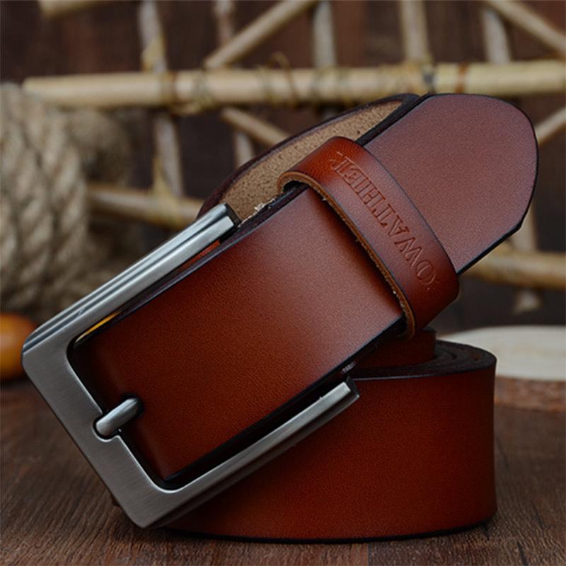 Nam Dây Da Bò Màu Vàng Bò Nhà Thiết Kế Thắt Lưng Nam Cao Cấp Thời Trang Vintage Nam Dây Đeo Quần Jean Da Bò XF002