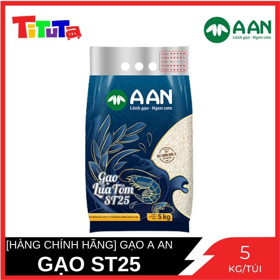 Gạo ST25 Tôm Lúa Gạo A An Túi 5 Kg