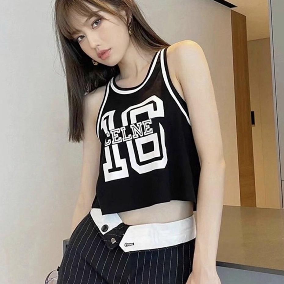 Áo Ba Lỗ Croptop In Chữ Kiểu Thể Thao Cá Tính