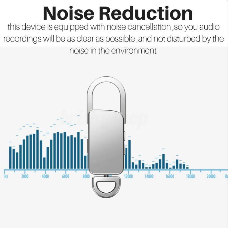 Máy Ghi Âm 32G Dạng Móc Khóa Kích Hoạt Giọng Nói Bí Mật MP3 Một Nút Giảm Tiếng Ồn