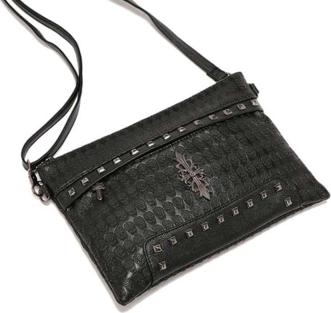 Men's Trend Studded Clutch PU Leather - Black