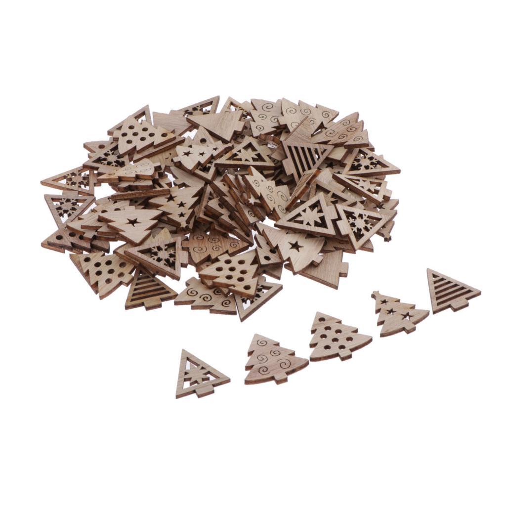 100pcs Gỗ Tự Nhiên Cây Giáng Sinh Thủ Công DIY Bằng Gỗ Tôn Dáng Quyến Rũ
