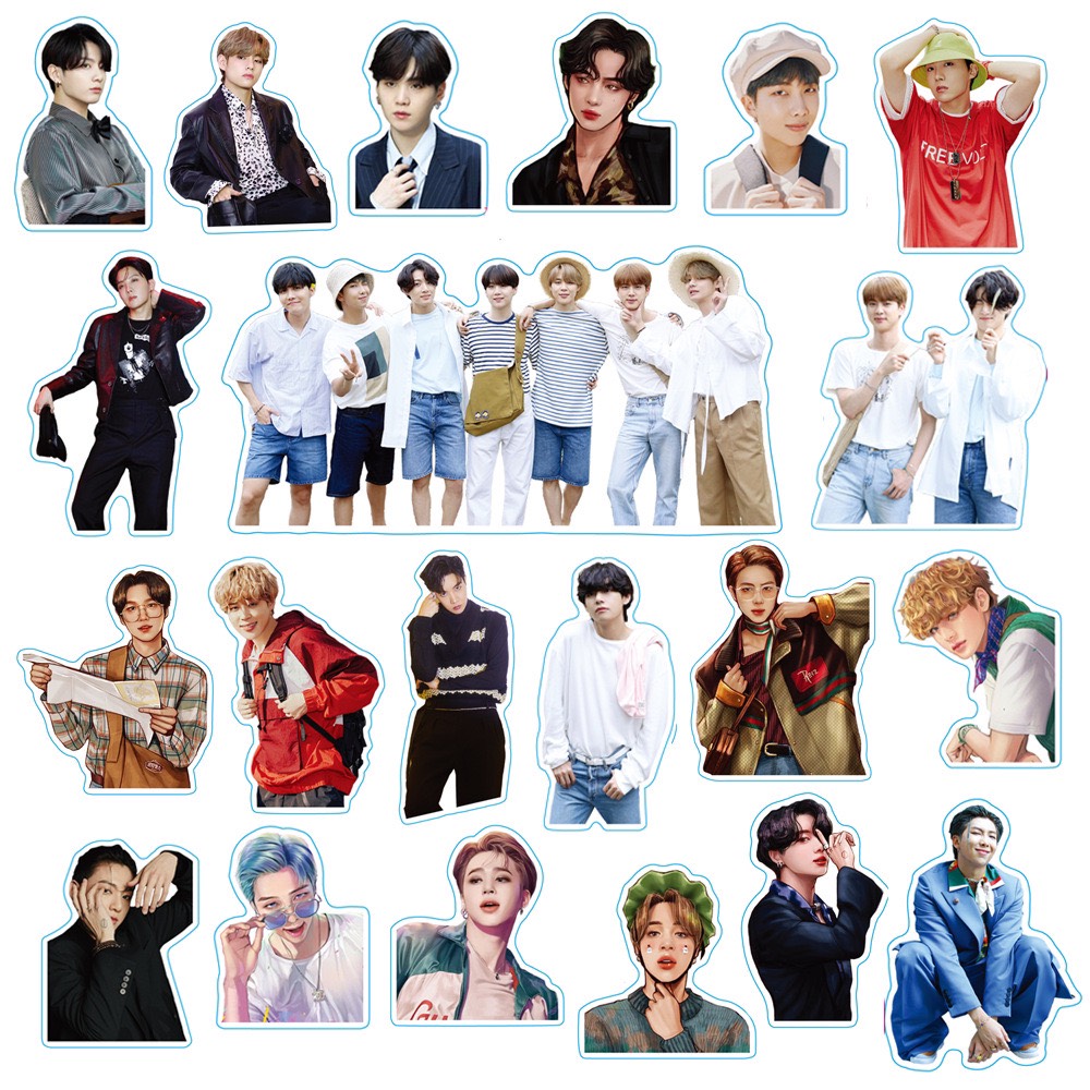 "BTS" Bộ 101 Miếng Dán Trang Trí Hình Nhóm Nhạc Nổi tiếng BANGTAN