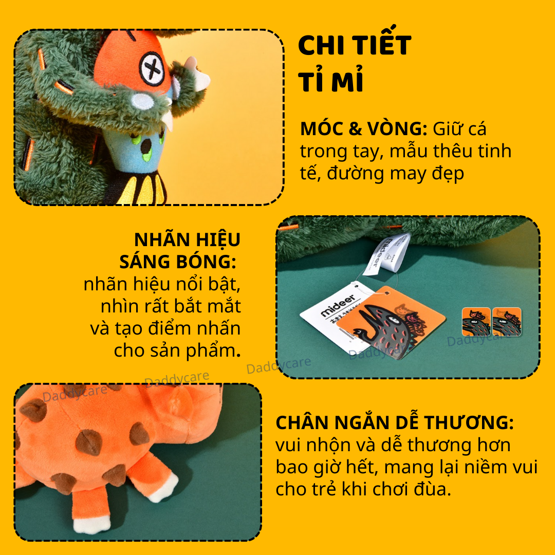 Gấu bông, thú nhồi bông khủng long T-rex xanh cao cấp Mideer Stuffed Animal