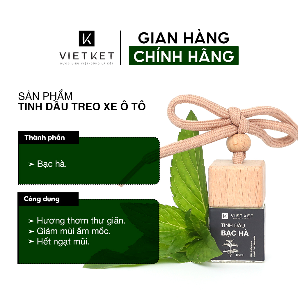 TINH DẦU BẠC HÀ TREO XE VIETKET (7ml) - Hương thơm thư giãn tạo cảm giác dễ chịu khi lái xe