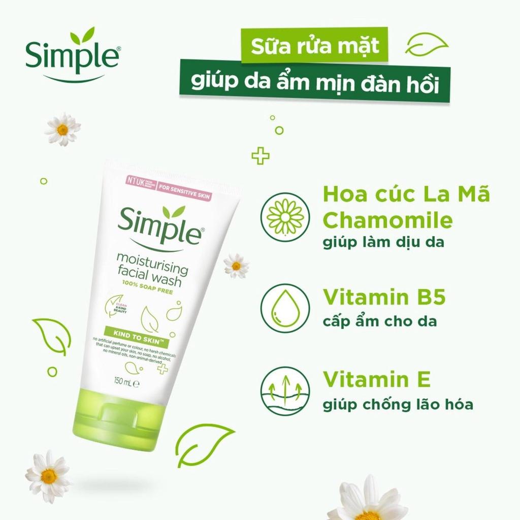 Combo 3 Simple Tẩy trang 200ml + Sữa Rửa Mặt Da Nhạy Cảm 150ml + Nước Hoa Hồng Toner 200ml