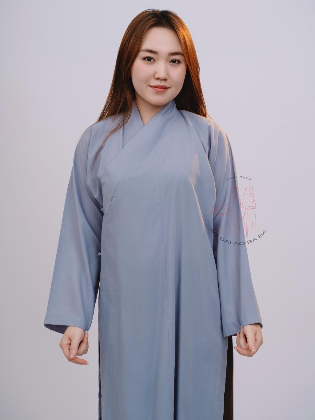 Áo tràng phật tử nữ - Áo lam phật tử, áo choàng đi chùa cho các khoá tu chất vải kate Silk - Quần lẻ Nâu