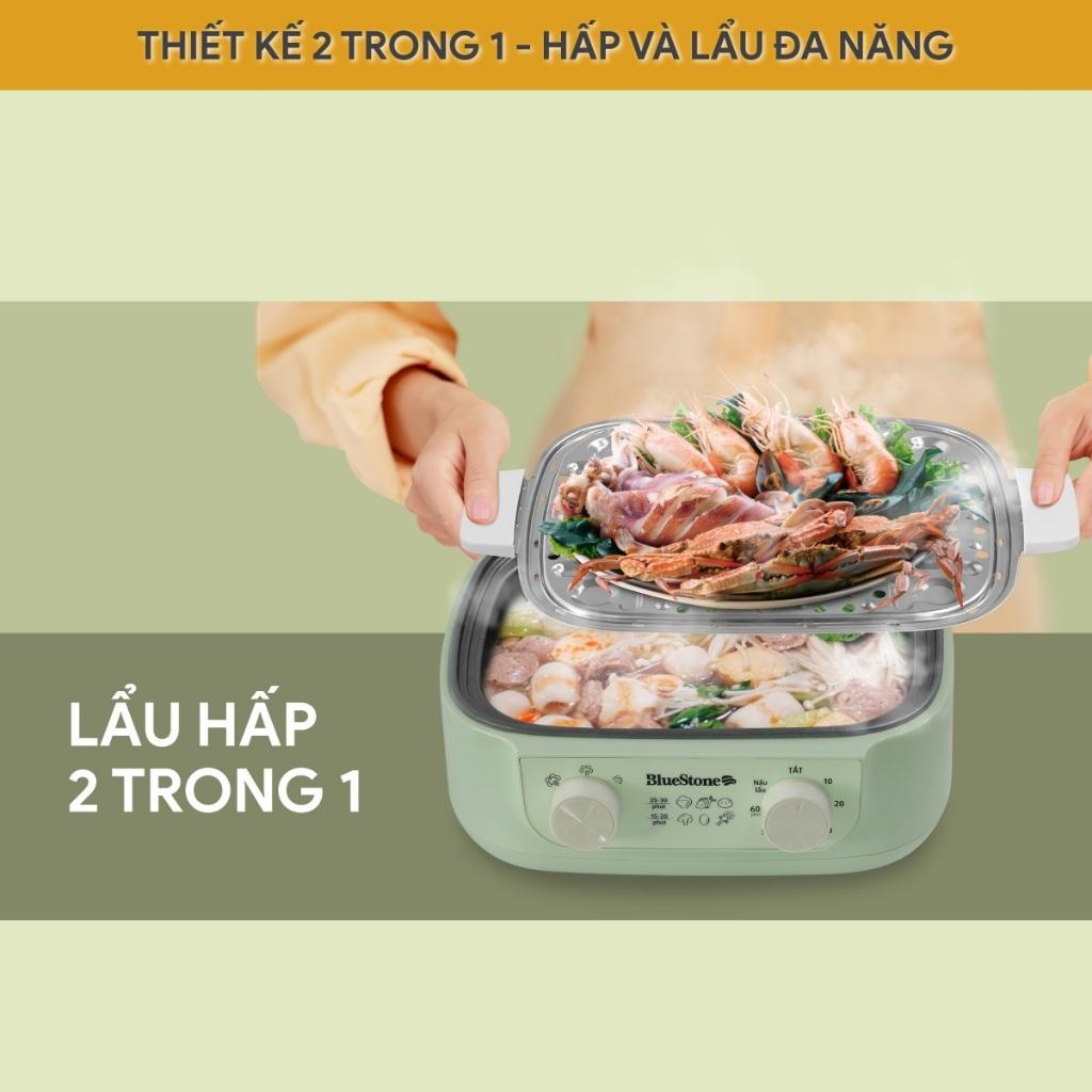 Nồi Lẩu Hấp Đa Năng Bluestone MPB-7235, 15Lit - 1500w, Hàng Chính Hãng