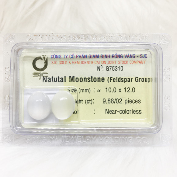 Cặp đá moonstones oval mắt mèo 9.88ct 75130
