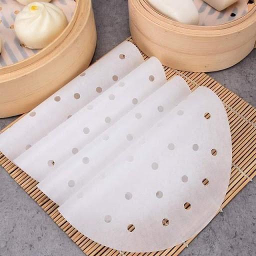 Giấy nến đục lỗ thếp 100 tờ chuyên dùng cho nồi chiên không dầu, hấp bánh bao