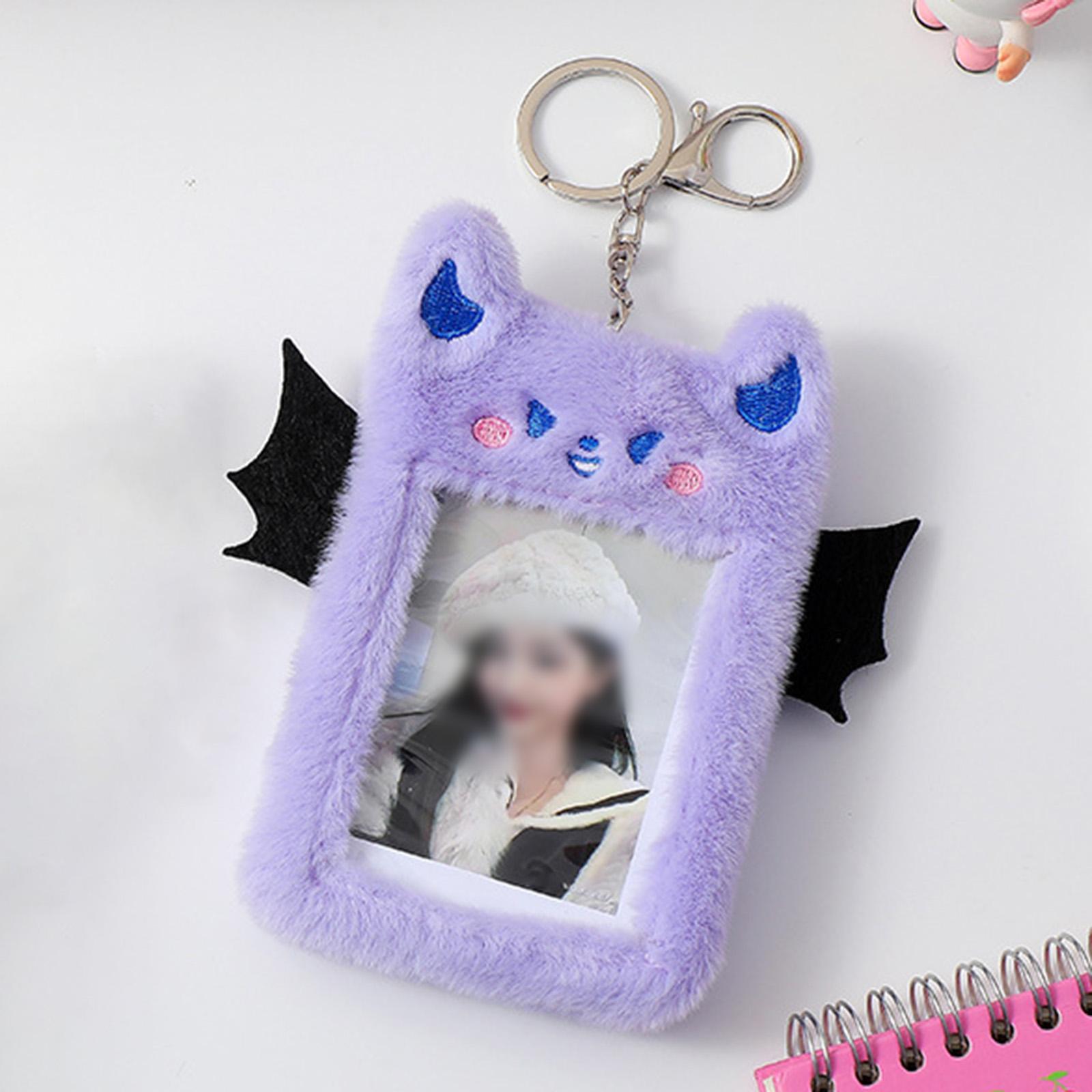 4pcs Plush Photo Card Holder with Keychain Photo Sleeves