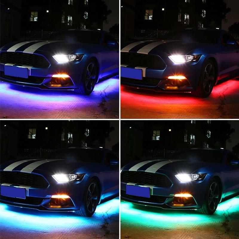 Đèn chiếu sáng dưới đèn LED ô tô Đèn khí quyển Điều khiển ứng dụng từ xa Dải linh hoạt RGB Đèn gầm trang trí Đèn gầm Đèn neon