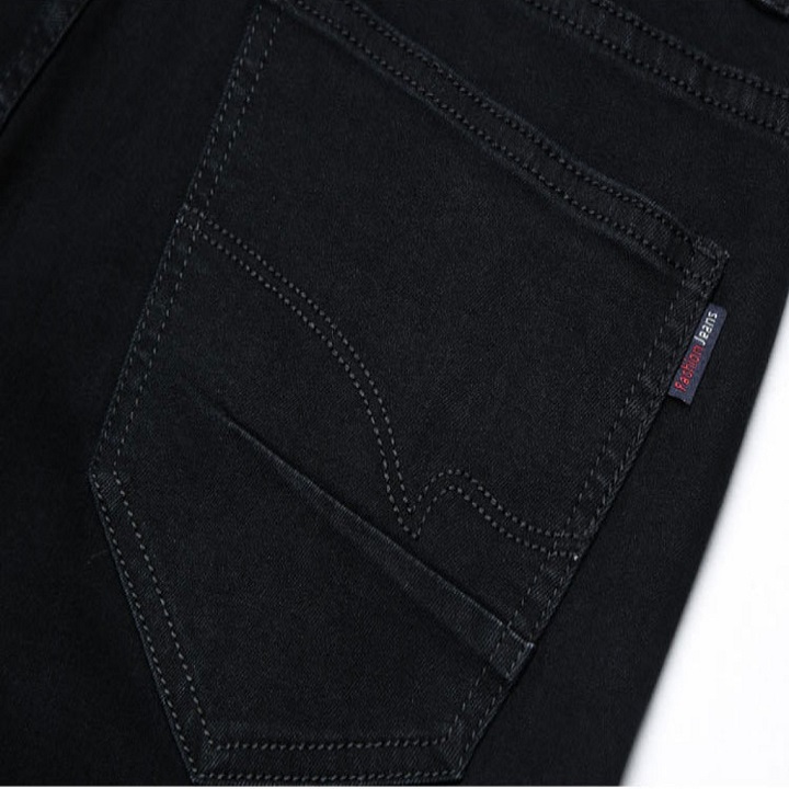 Quần Jeans Nam Co Giãn Cotton Đen Trơn