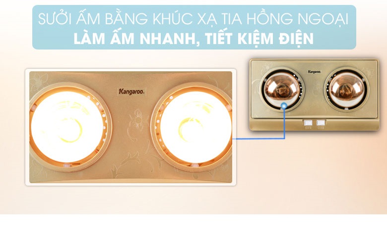 Hình ảnh Đèn Sưởi Phòng Tắm Kangaroo KG247/KG247V - 2 Bóng - Hàng chính hãng