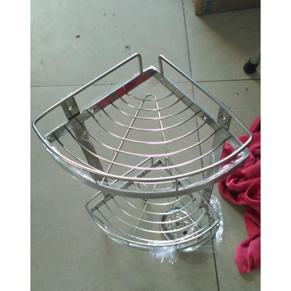 KỆ GÓC 2 TẦNG PHÒNG TẮM INOX 304