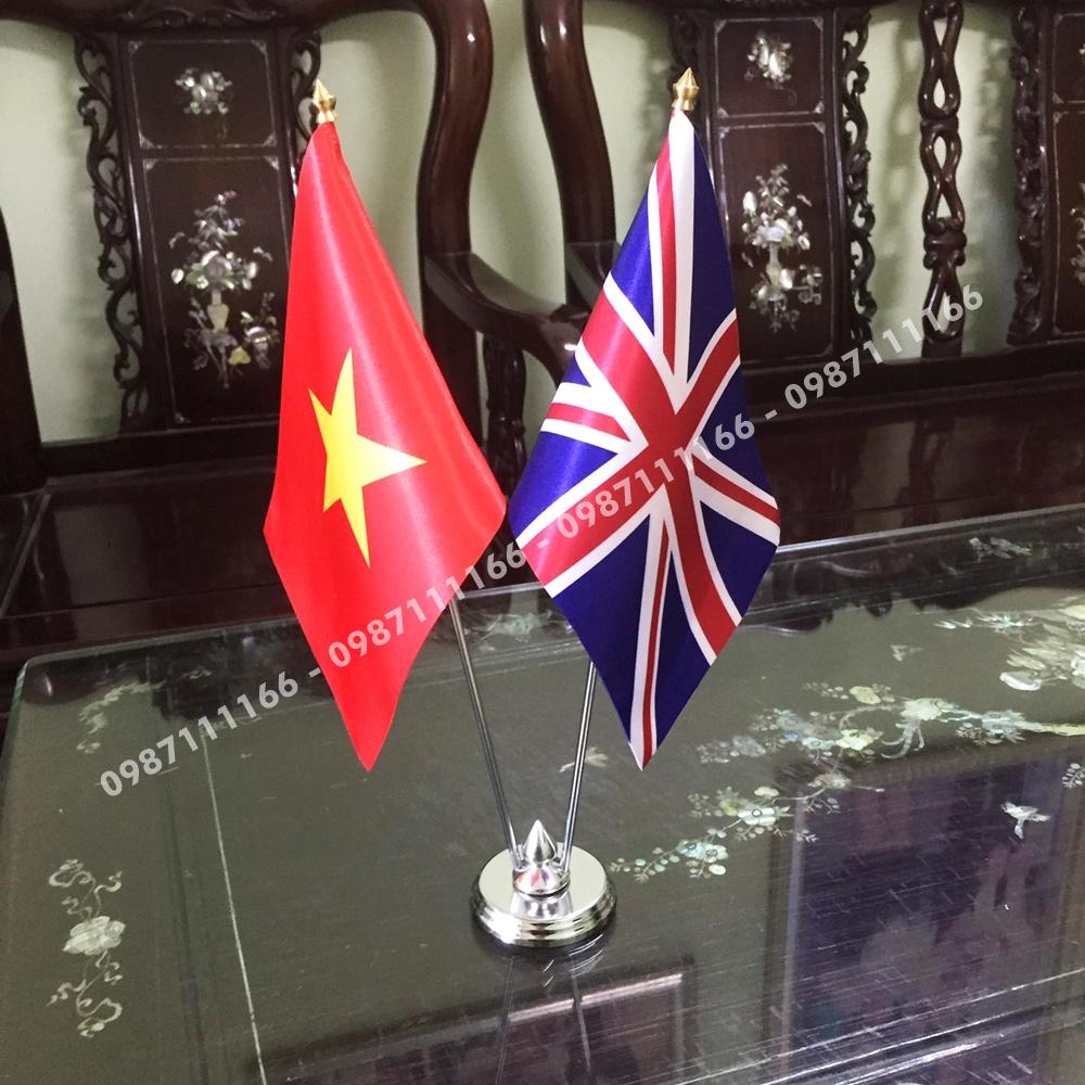 Cờ Để Bàn Đế Thép Loại cắm 2 cờ Việt Nam - Anh