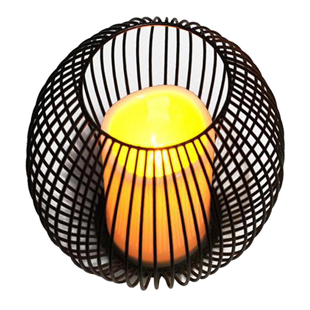 Vintage Style Iron Wire Candle Holder with LED Candle for Home Wedding Decor