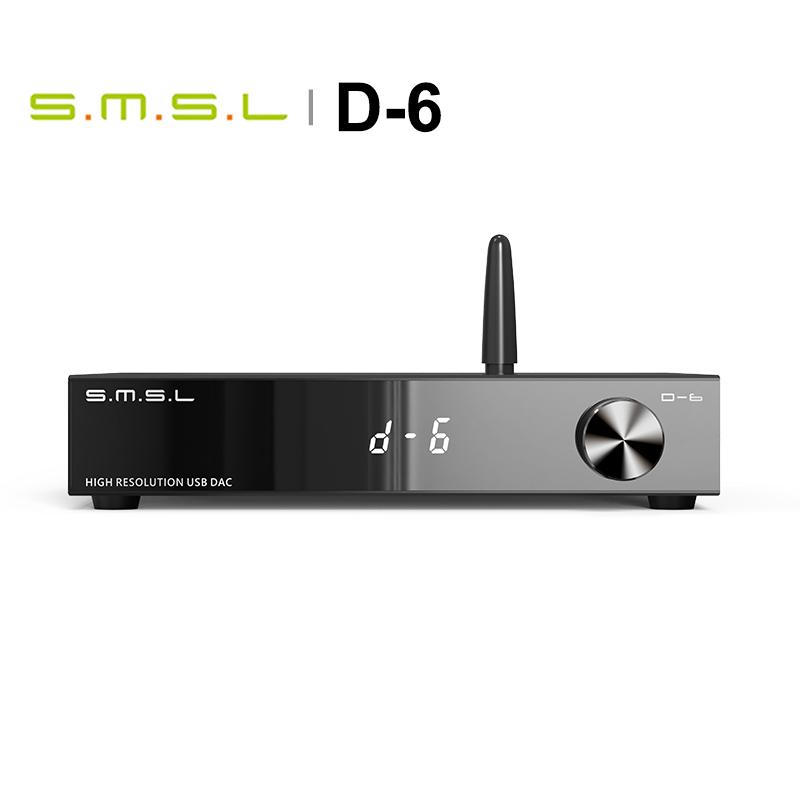 Bộ giải mã SMSL D-6 Dual Dual AK4493S Suport DSD512 PCM 768KHz/32bit D6 DAC Bluetooth 5.1 SBC/AAC/APTX/APTX HD/LDAC với điều khiển từ xa