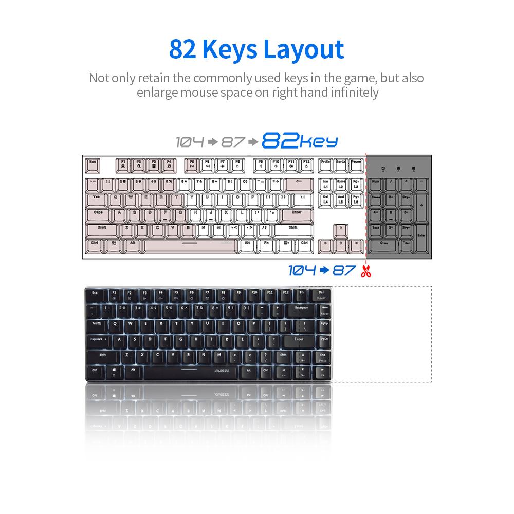 Bàn phím cơ Ajazz AK33 82 Phím BT & chế độ kép có dây USB Đèn nền đơn sắc phù hợp với văn phòng chơi game - Màu trắng