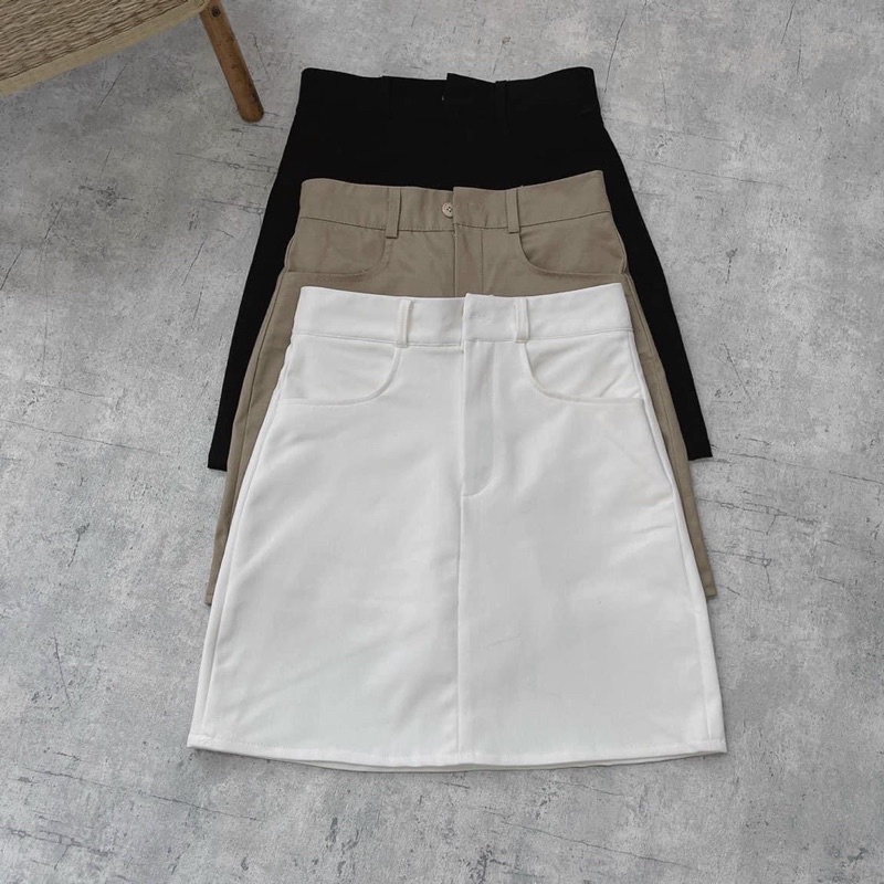 Chân váy kaki nữ  form A basic lưng cao có quần trong LS_CVN091