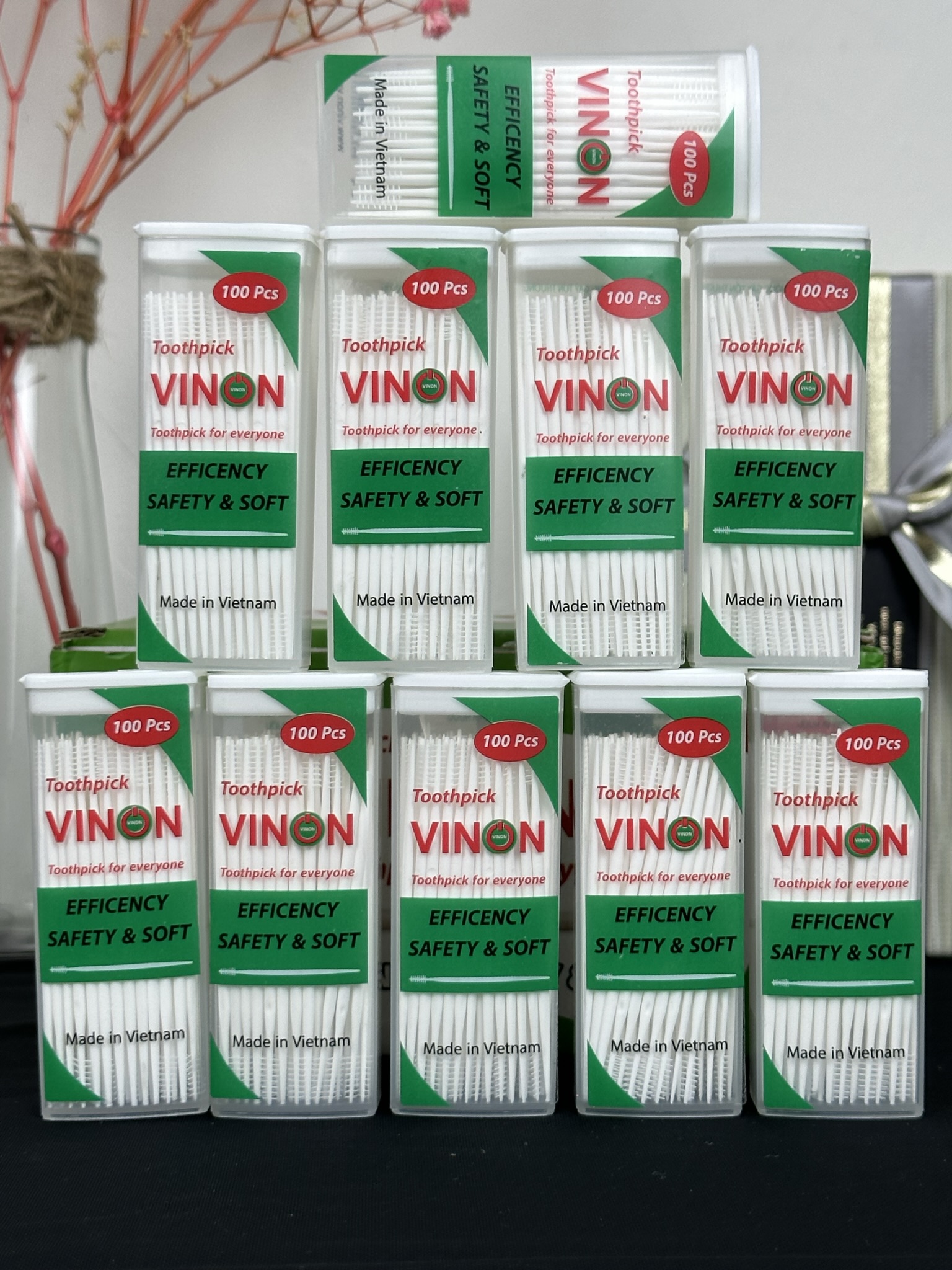 Tăm Vinon - Lựa Chọn Hoàn Hảo Cho Răng Miệng (Lốc 10 hộp loại 100 tăm) (1000 tăm)