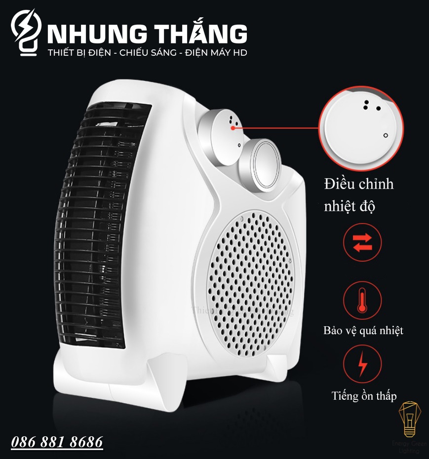 Máy sưởi để bàn MS-305, Quạt sưởi mini, Làm nóng nhanh , Tích hợp tản gió ,Vỏ ABS chống cháy, tiết kiệm điện năng - Có Video