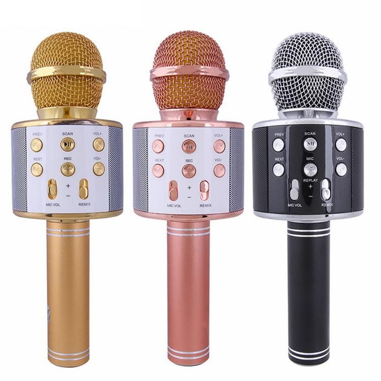 Micro Karaoke Kiêm Loa Bluetooth WS858 Có Cổng Out Âm Thanh Ra Loa Lớn