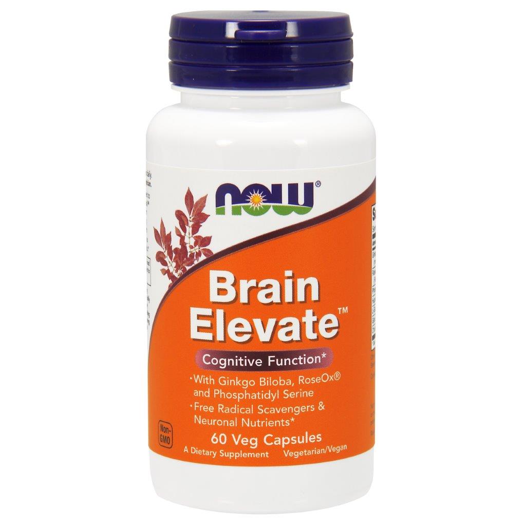 Thực phẩm bảo vệ sức khỏe Brain Elevate TM hãng Now foods USA Tăng cường tuần hoàn máu não, trí nhớ, giảm đau đầu, mất ngủ, hoa mắt, chóng mặt, rối loạn tiền đình