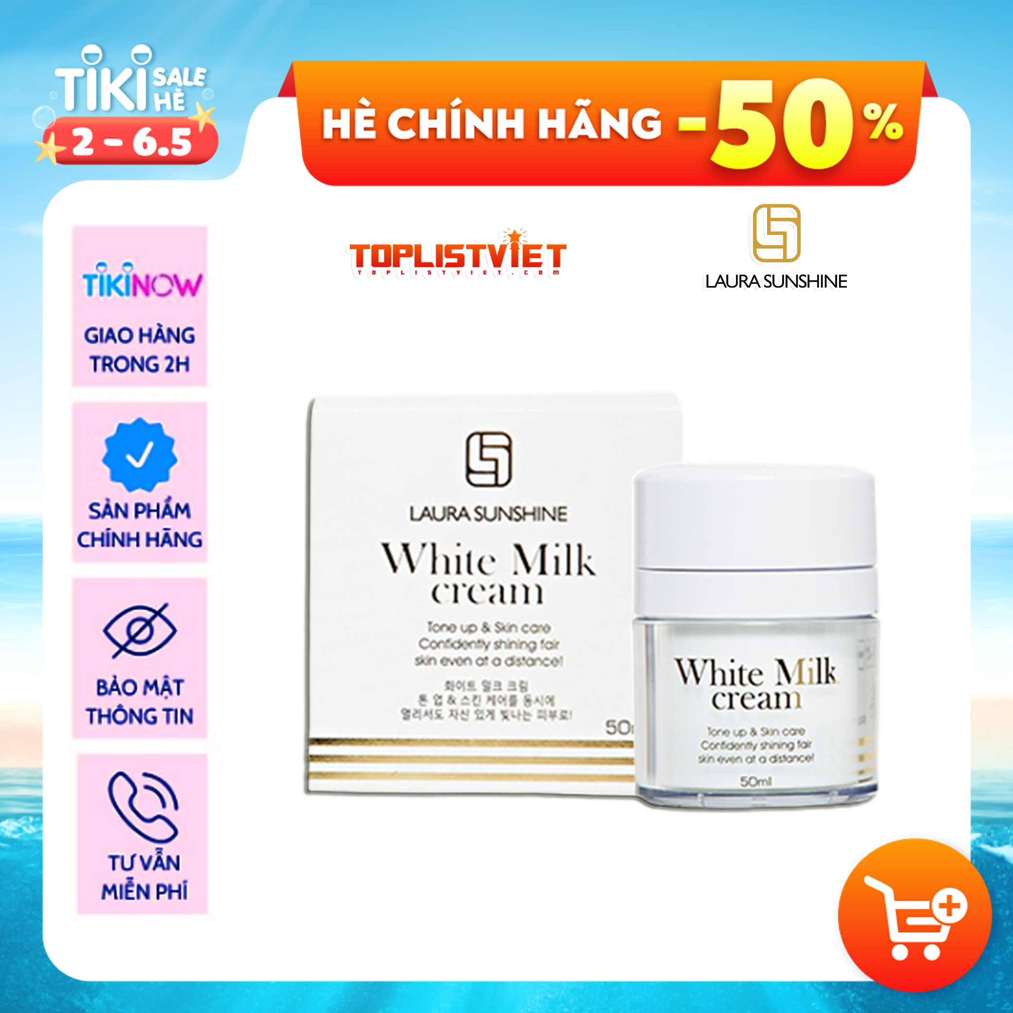 LAURA SUNSHINE WHITE MILK CREAM - Kem Sữa Trắng Da Mặt (Ban ngày) - Mỹ Phẩm Nhật Kim Anh