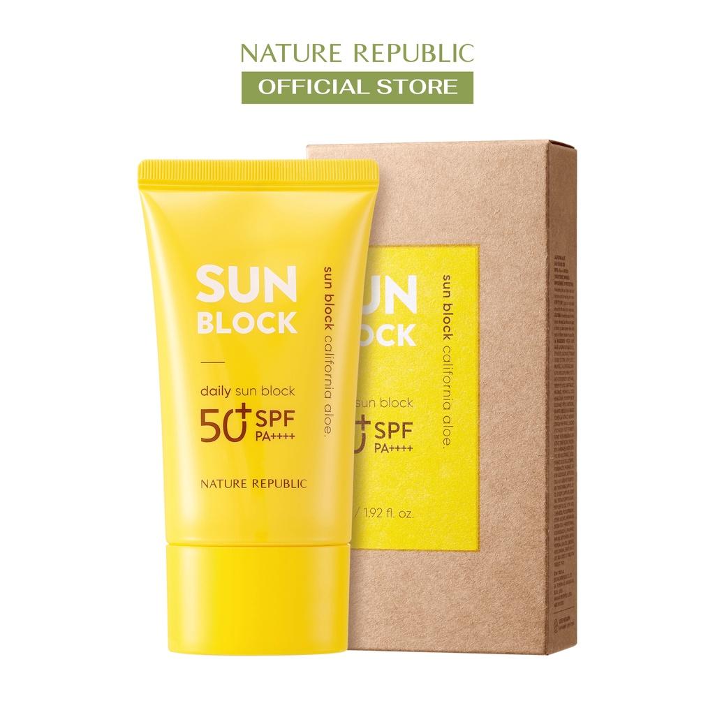 Nature Republic Kem chống nắng California Aloe Daily Sun Block SPF50+PA++++ 57ml, nâng tone tự nhiên