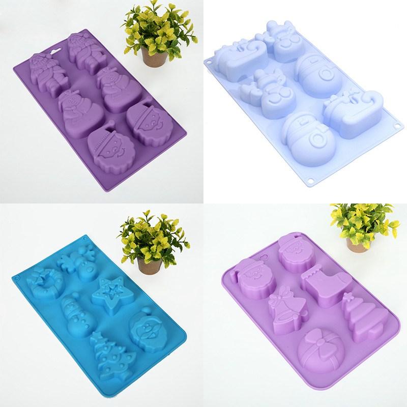Xà Phồng Silicon Nến Khuôn Giáng Sinh Khuôn Mẫu Sáp Tan Làm Thủ Công Bộ Khay Bakeing Khuôn Bếp DIY